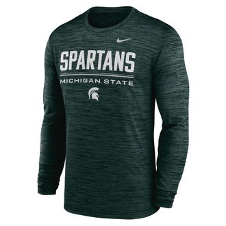 Nike Michigan State Sideline Velocity Nike Mens Dri-FIT College T-Shirt in Green | 02EQ3EYMST-FG7