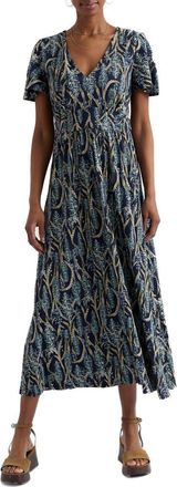 Seasalt Cornwall Chateaux Floral Organic Cotton Midi Dress in Red Hot Poker Maritime at Nordstrom, Size 14