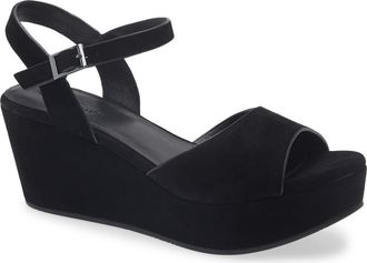 Chocolat Blu Winka Platform Wedge Sandal in Black Suede at Nordstrom, Size 7.5