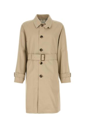 Burberry Mens Capuccino Gabardine Trench Coat - Tan Cotton - Size EU 50 (Mens)