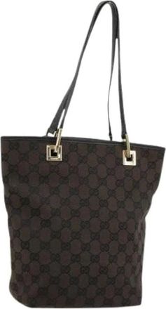 Gucci Pre-owned GG Canvas Hand Bag - Dames - Vintage Shopper - Zwart - ONE Size - Leer - Vintage