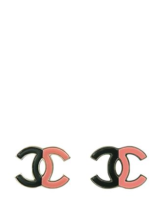 Chanel 2023 CC Enamel and Gold Plated Push Back Earrings costume earrings - women - Gold Plated - One Size