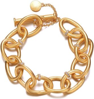 Rachel Glauber 14K Plated Cz Link Chain Bracelet