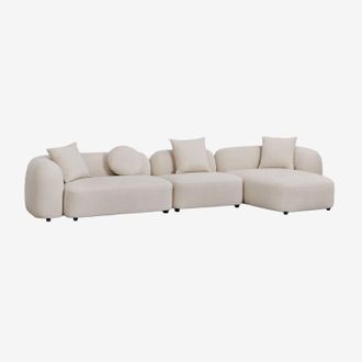 Sklum Sof&aacute; Modular Chaise Longue Derecho De 3 Piezas En Chenilla Coco Sklum
