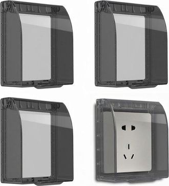 OEM Tapa Para Interruptor - Tapa Plegable Para Enchufe - Impermeable - Autoadhesiva - Juego De 4 - Negro Transparente