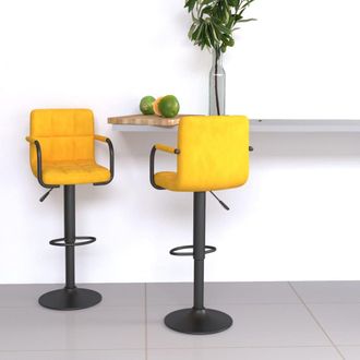 vidaXL Vidaxl - Taburetes De Cocina 2 Unidades Terciopelo Amarillo Mostaza