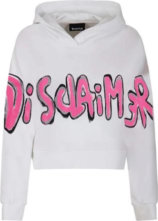 Disclaimer Crop Jersey Hoodie Urban Stijl - Dames - Hoodies - Wit - L - Katoen - Hoodies & sweatvesten