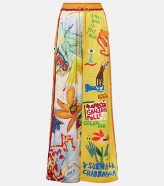 Alemais Al&eacute;mais La Charrasca printed silk satin wide-leg pants