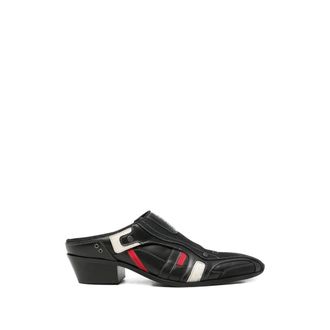 Martine Rose Heeled Mules, female, Black, Size: 12 US Panelled Leather Mules
