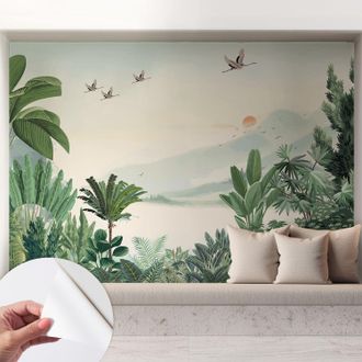 Tulup Fotomurale Adesivo Stickers - Murali Decorativo - Soggiorno Moderno - Effetto Realistico - Oasi Tropicale 208x146 Cm