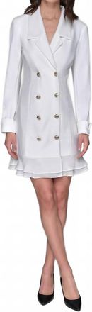 Karl Lagerfeld Double-Breasted Mini Blazer Dress In White