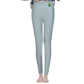 Generic Velvet Plush Lined Leggings - Winter Warm Fleece Trousers Women Christmas Clothes For Women High Waisted Tummy Control Pants Thick Warm Trousers Stret