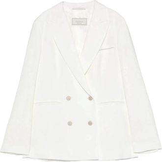 PESERICO Blazer met dubbele rij knopen en piek revers - Dames - Blazers - Wit - L - Leer - Jassen