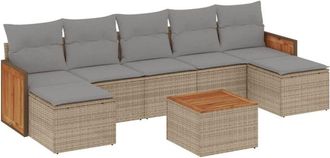 vidaXL Vidaxl - Juego De Sof&aacute;s De Jard&iacute;n Con Cojines Beige 8 Pzas Rat&aacute;n Pe