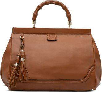 Gucci Pre-owned Gucci Medium Calfskin Bold Bamboo Top Handle 296860 502752