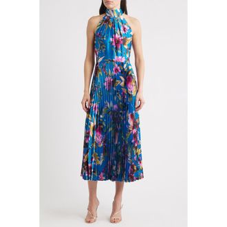 Eliza J Floral High Neck Midi Dress in Peacock at Nordstrom Rack, Size 18 (Similar To 14W)
