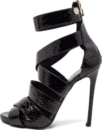 Philipp Plein Sandali con effetto pitone 120mm 2024 - Nero