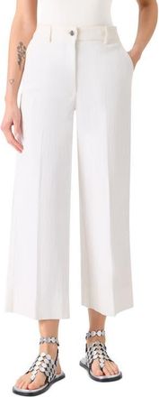 Akris Chiara High Waist Crop Wide Leg Jeans in Cream at Nordstrom, Size 10