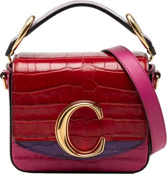 Chlo&eacute; Pre-owned Chloe Mini Tricolor Croc Embossed Calfskin C Satchel Ladies AVIK327654TOS7DA