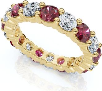 Pompeii3 3Ct Ruby & Diamond Eternity Ring 14k Gold or Platinum Lab Grown