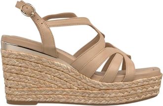 Alma En Pena Esparto Multifunction Wedge Sandal - Dames - Sleehakken - Beige - 38 EU - Leer - Schoenen