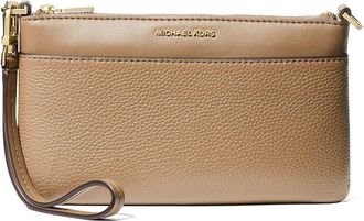 Michael Kors Jet Set Medium Top Zip Convertible Wristlet Wallet Womens Handbags Husk, Leather