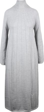 Max Mara Lange gebreide jurk - Dames - Kleedjes - Grijs - S - Wol - Kleedjes