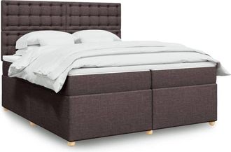 vidaXL Vidaxl - Cama Box Spring Con Colch&oacute;n Tela Marr&oacute;n Oscuro 200x200 Cm