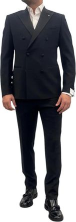 Luigi Bianchi Mantova Double-Breasted Smoking Jacket - Heren - Business pakken - Zwart - XL - Wol - Kostuums