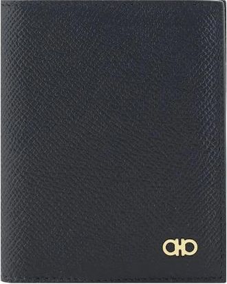 Ferragamo Leren kaarthouder met metalen plaat - Heren - Portefeuilles - Zwart - ONE Size - Leer - Accessoires