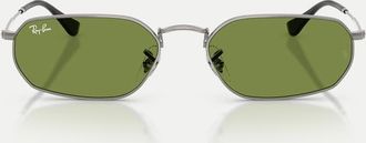 Ray-Ban Irregular - Occhiali da sole grigio canna di fucile con lenti verdi