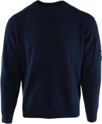 C.P. Company Blauwe Wollen Trui voor Mannen - Heren - Ronde hals truien - Blauw - S - Wol - Truien & Vesten