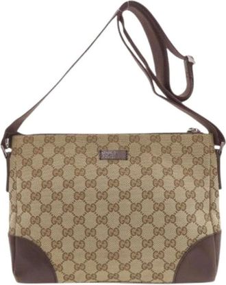 Gucci Pre-owned Cross Body Bags, female, Brown, Size: ONE SIZE Pre-owned Vintage GG Canvas Shoulder Bag