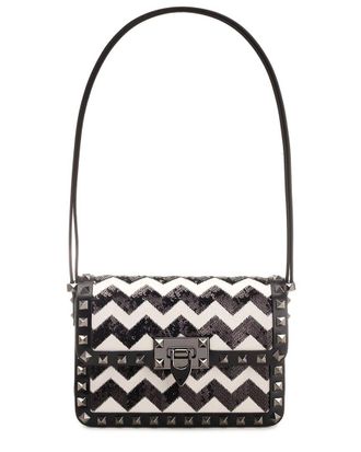Valentino Rockstud23 Small Embroidered Leather Shoulder Bag