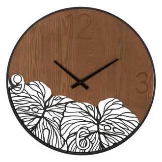 Mauro Ferretti Orologio Da Muro Legno/foglia Diam 60 Cm - Wood/leaf