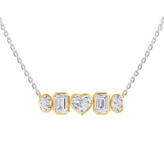 Diamond2Deal 925 Sterling Silver 3.6 Ct Multi Shape Lab Grown Diamond Pendant Necklace 18