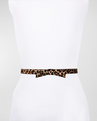Kate Spade New York leopard-print bow calf hair skinny belt
