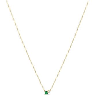 Zo&euml; Chicco 14K Gold Mixed Stone Pendant Necklace in Yellow Gold/Emerald at Nordstrom, Size 16