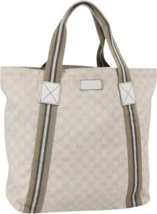 Gucci Pre-owned Canvas Tote Bag - Dames - Vintage Shopper - Wit - ONE Size - Vintage