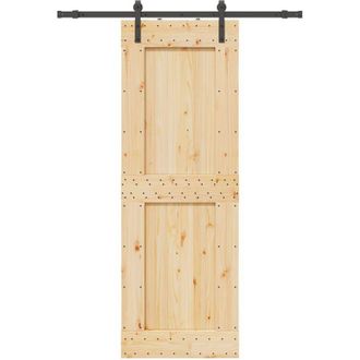 vidaXL Puerta Corredera Con Herrajes Madera Maciza De Pino 85x210 Cm Vidaxl