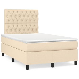 vidaXL Vidaxl Letto A Molle Con Materasso E Led Crema 120x190 Cm In Tessuto