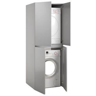 Dmora Armario Multiusos Grande Flagler, Un Estante, Apertura Abatible Made In Italy, Espacio Lavadora Y Secadora, 70x195h Cm Gris