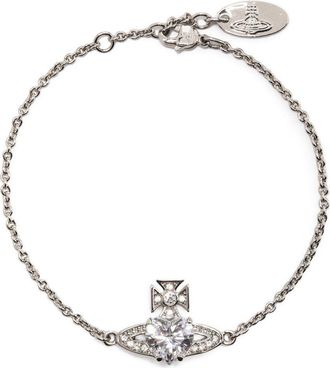 Vivienne Westwood Orb-Shaped Silver-Tone Chain Bracelet with Crystal Detailing
