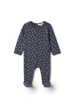 Fragile Boy Bird Print French Fleece Romper in Navy at Nordstrom, Size 3M