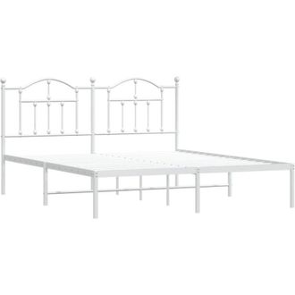 vidaXL Estructura Cama Sin Colch&oacute;n Con Cabecero Metal Blanco 180x200cm Vidaxl