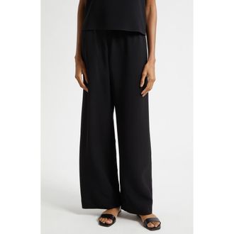 Leset Arielle Crepe Wide Leg Pants in Black at Nordstrom, Size X-Large