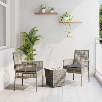 vidaXL Set Bistro da Giardino 3 pcs Grigio Poly Rattan - Vidaxl
