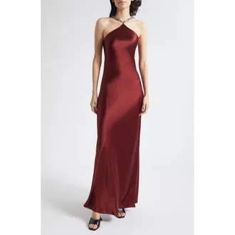 Staud Cadence Halter Neck Gown in Pinot at Nordstrom, Size 10