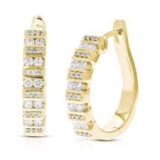 Vir Jewels 1/2 cttw Round Lab Grown Diamond hoop earrings.925 Sterling Silver Channel/Prong Set