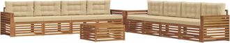 vidaXL Conjunto De Sof&aacute;s De Exterior 9 Uds. Natural Y Beige Vidaxl